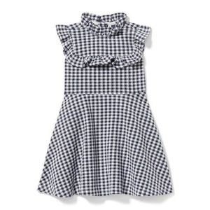 Janie and Jack Navy Blue & White Gingham Ruffle Dress